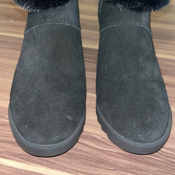 KOOLABURRA ELLADINE BLACK SUEDE FUR WEDGE BOOTS - Picture 11 of 16